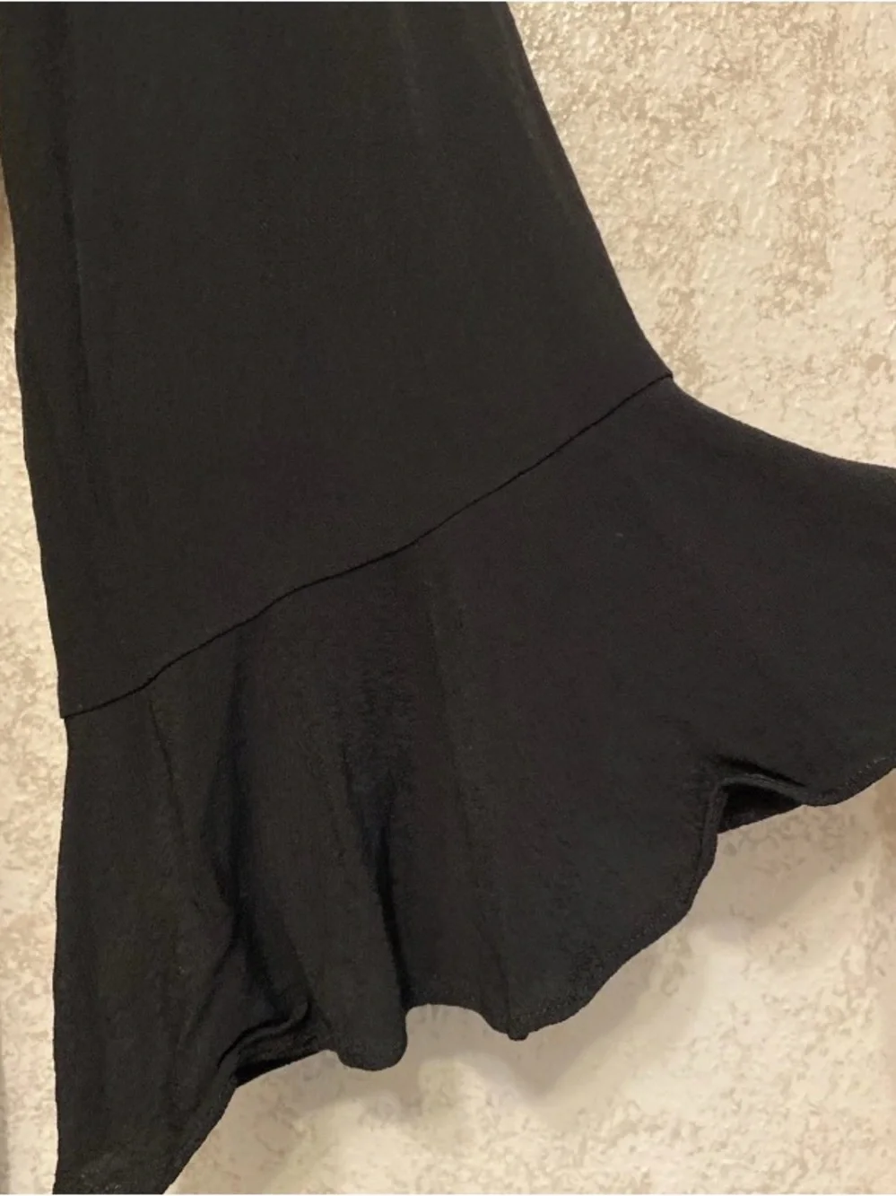 Express Black Floral Lace Yoke Dress with Flared Ruffle Sleeves